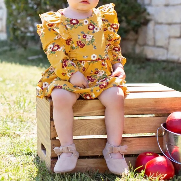 Ruffle Butts Golden Waterfall Long Sleeve Dress - Picture 8 of 8